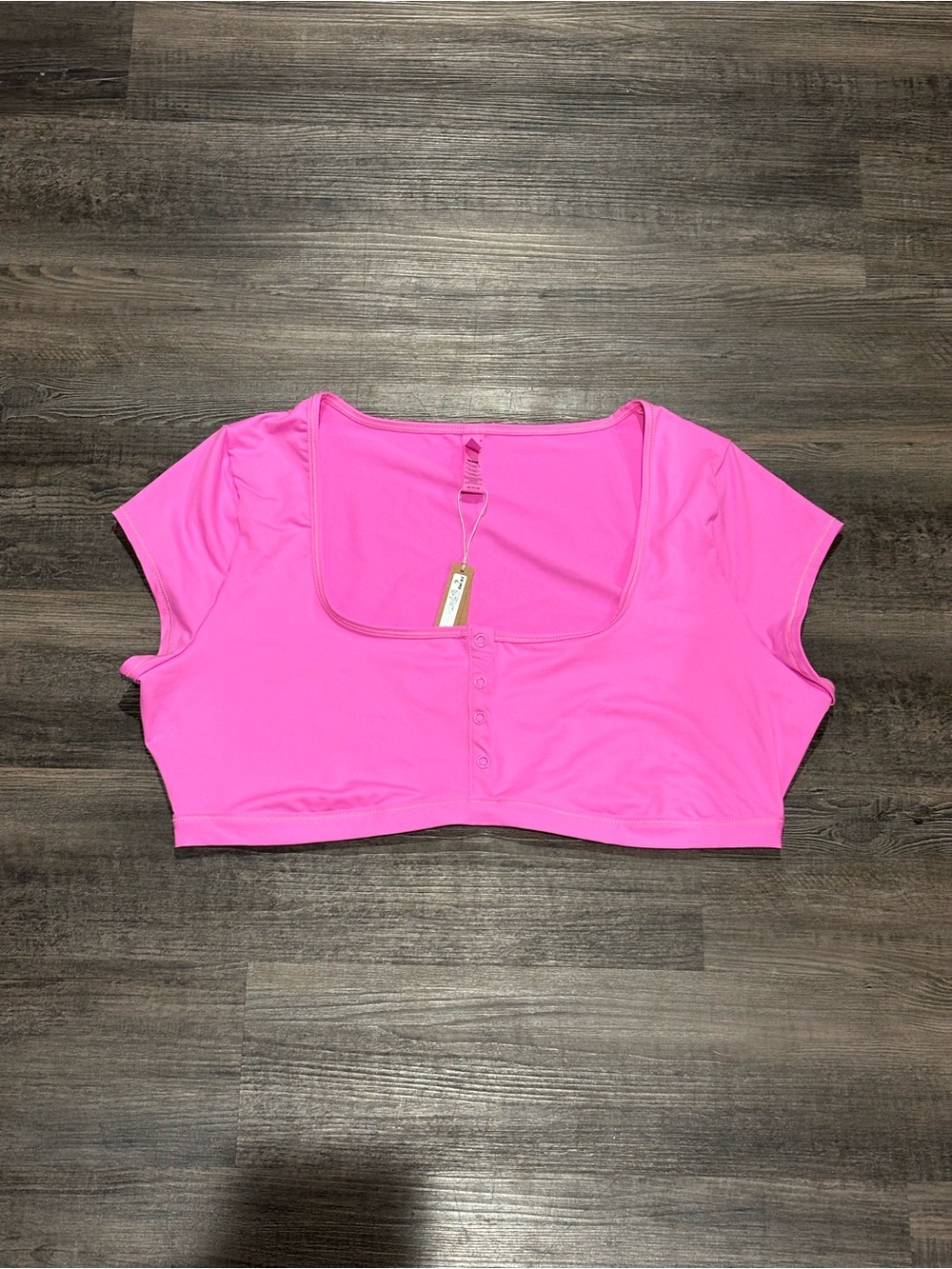 SKIMS Neon Pink Scoop-Neck Crop Top